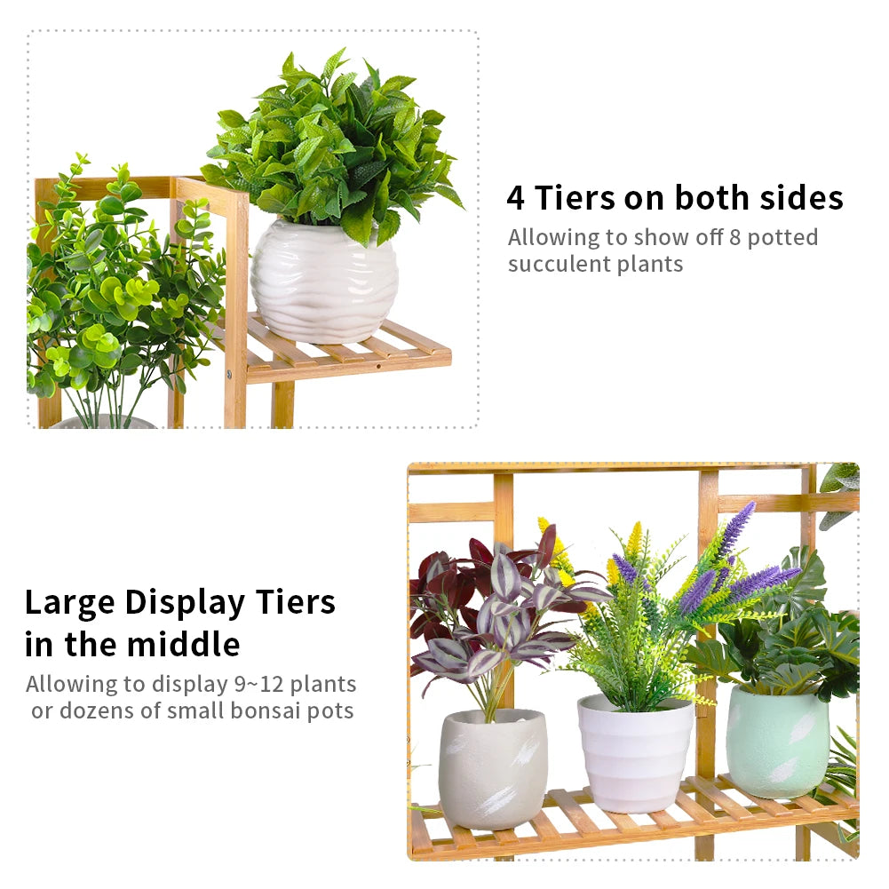 Multi-Tiered Bamboo Plant Stand