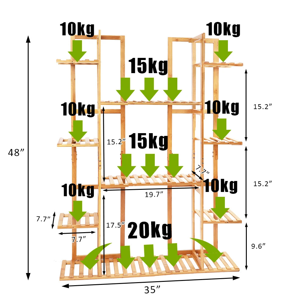 9-Tier Extra Large Bamboo Plant Stand