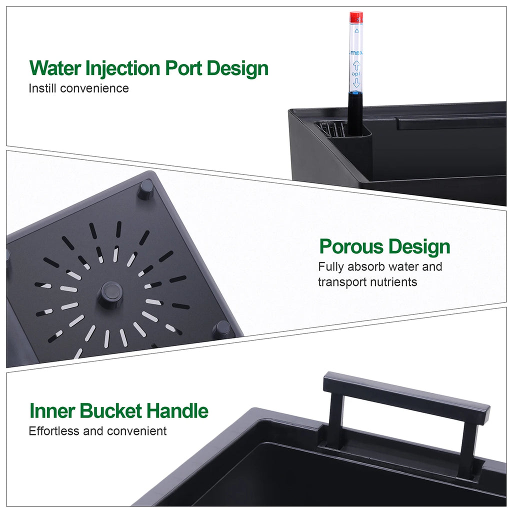 Large Rectangular Planters with Water Monitor (Set of 2)