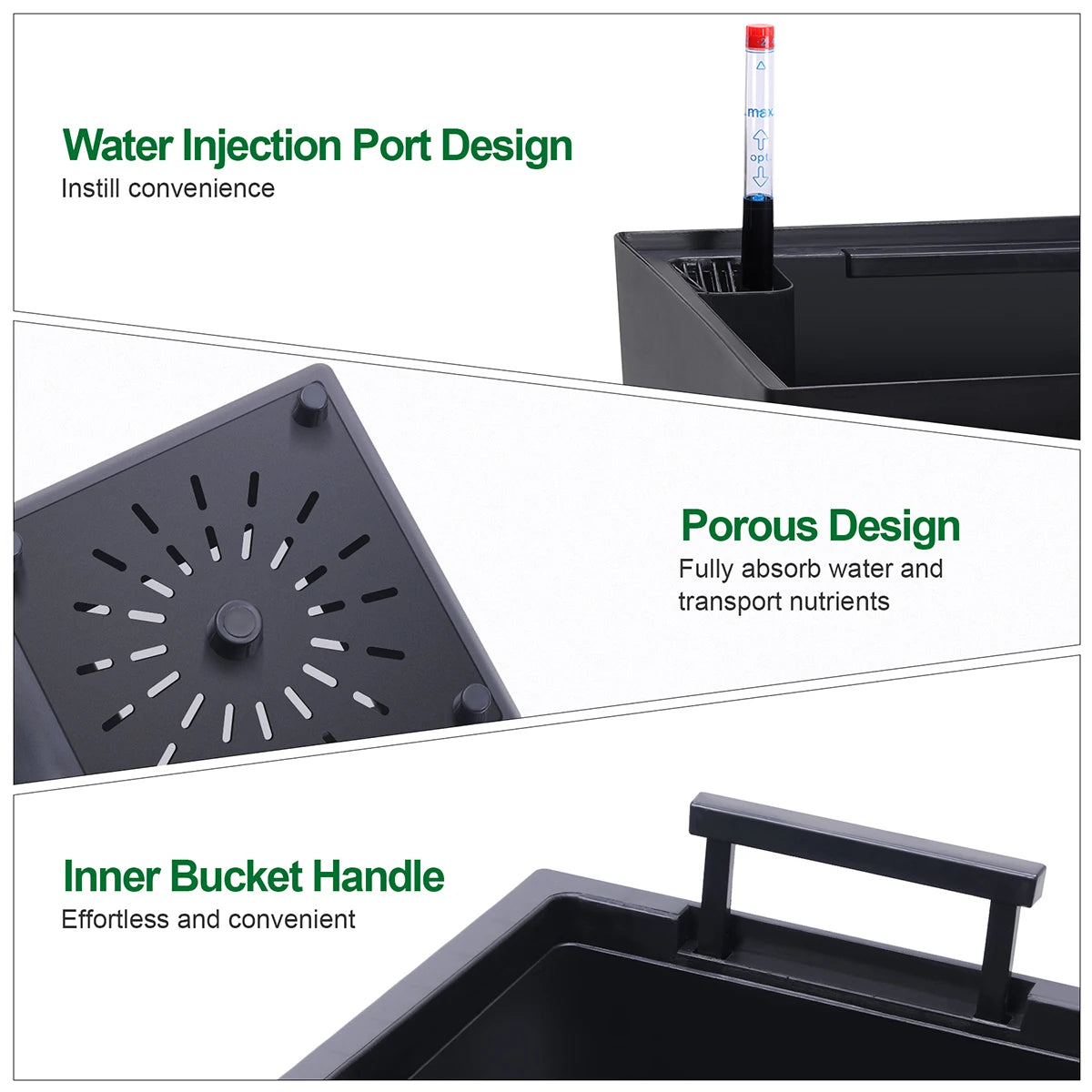 Large Rectangular Planters with Water Monitor (Set of 2)