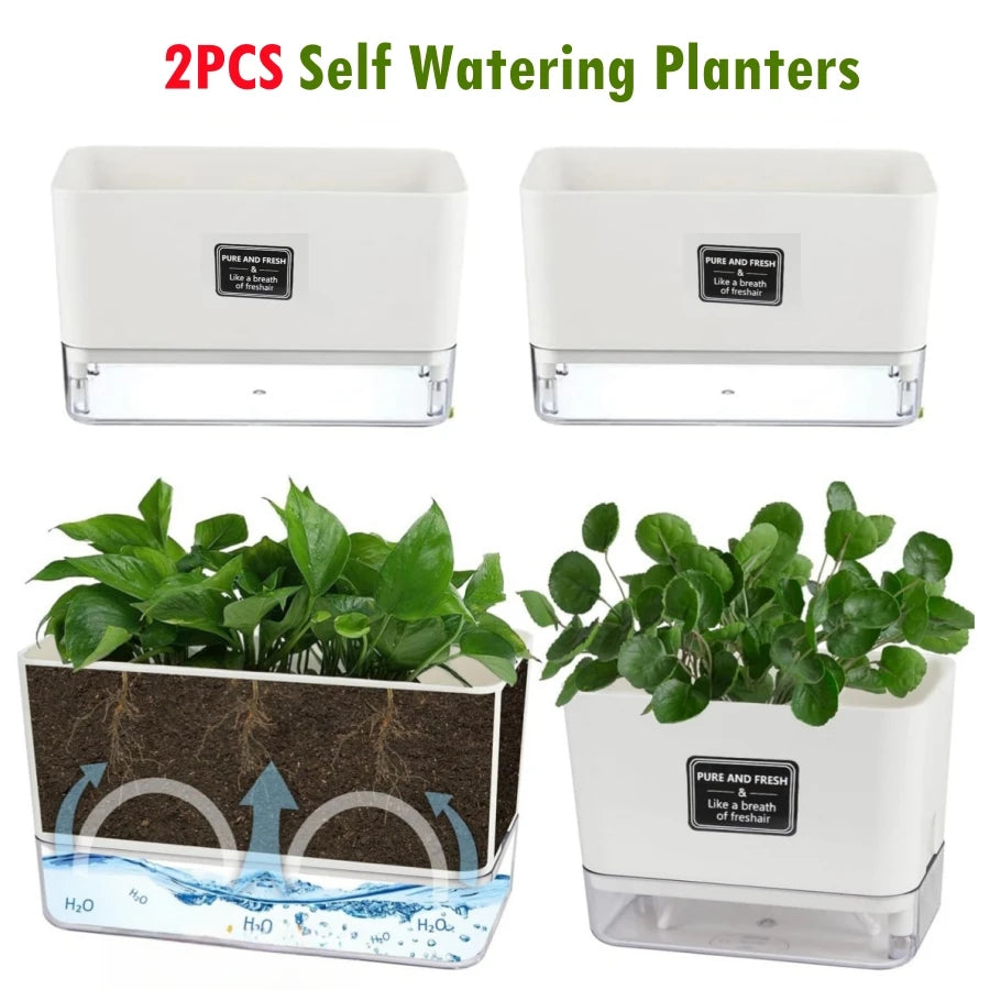 Self-Watering Indoor Planters (Set of 2)