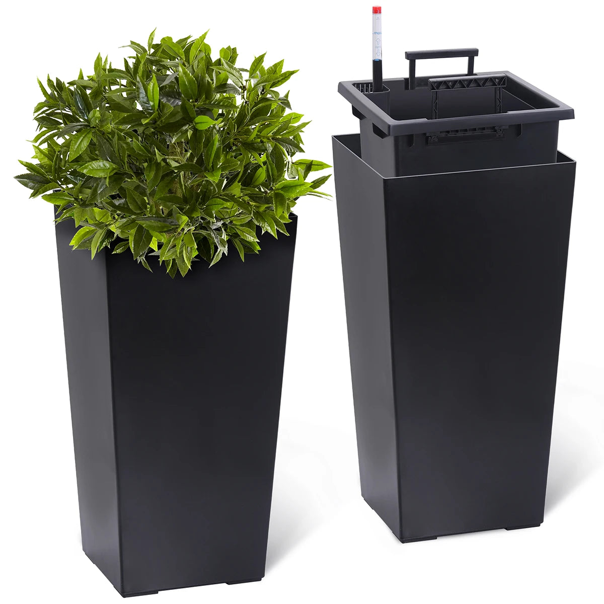 Large Rectangular Planters with Water Monitor (Set of 2)