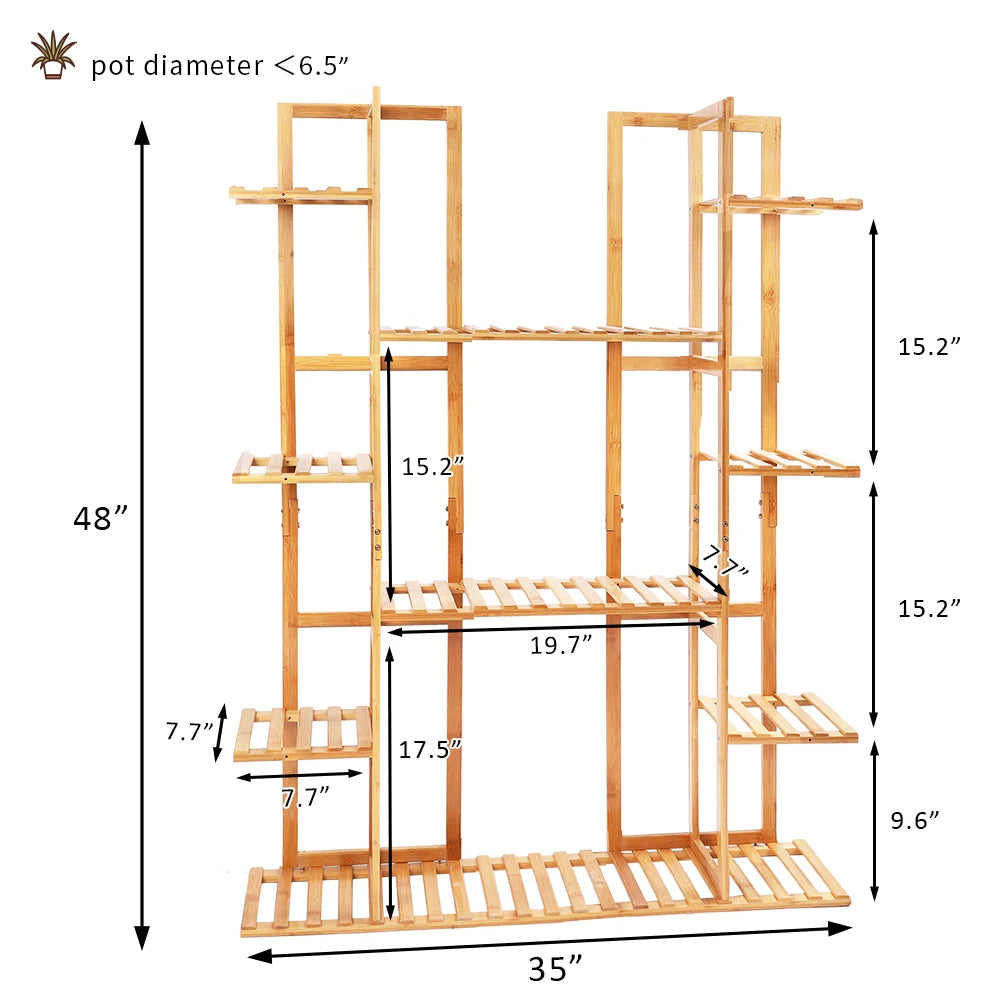 9-Tier Extra Large Bamboo Plant Stand