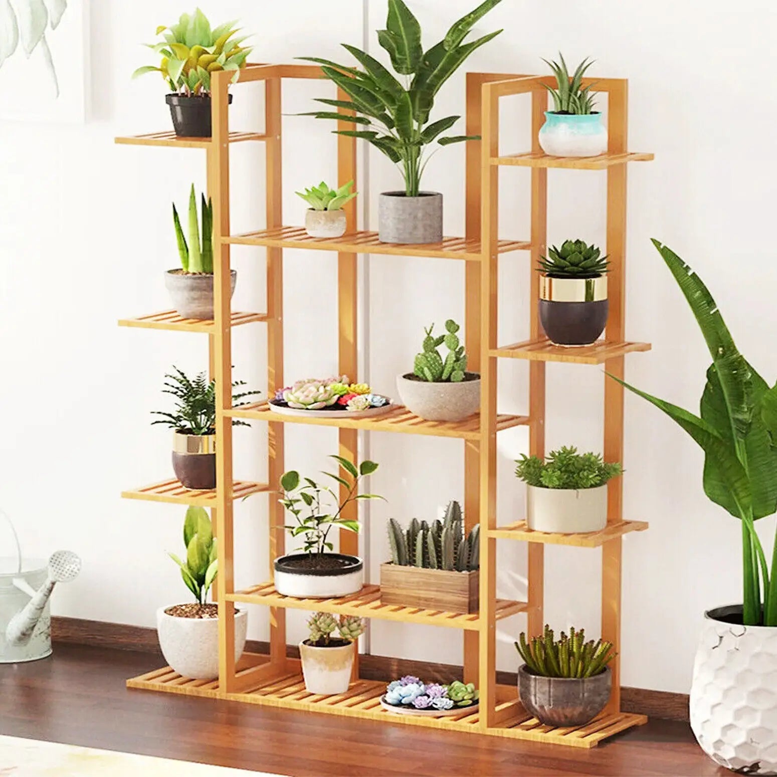 Multi-Tiered Bamboo Plant Stand